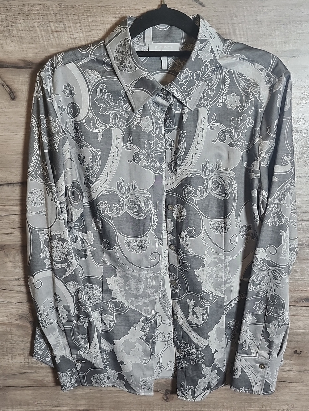 Hinson Wu Long Sleeve Diane Button Down Shirt In Gray Paisley